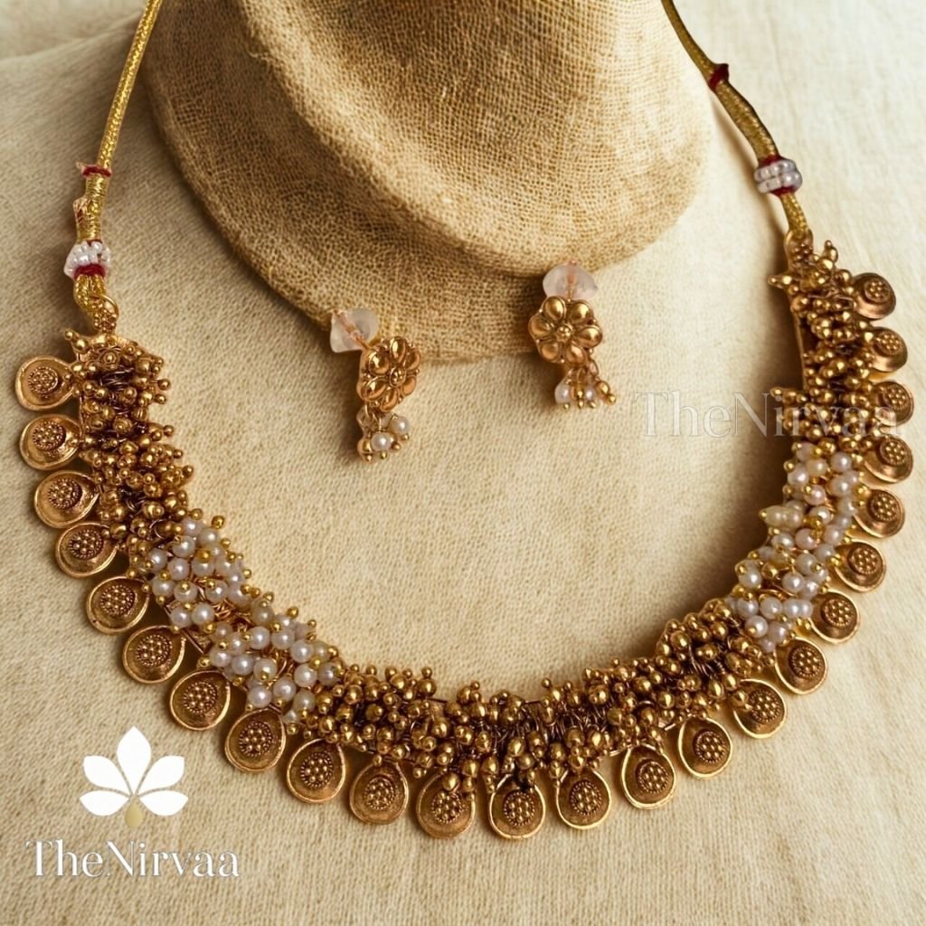 Victorian Golden and pearl ball charm set